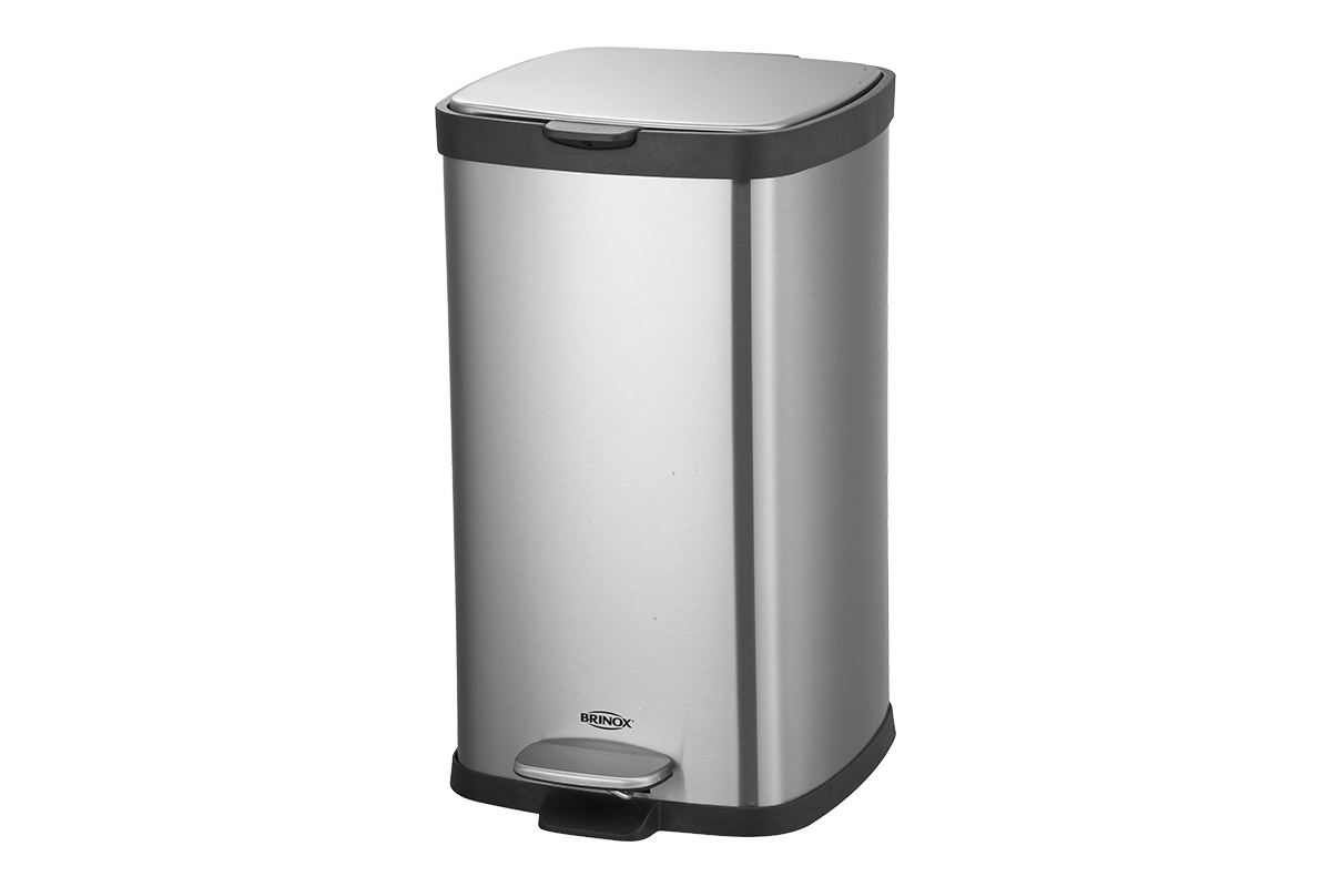 Encontraproduto.com.br - Lixeira Aço Inox Pedal Balde Frame 20L Brinox 35,5x27x47,7cm