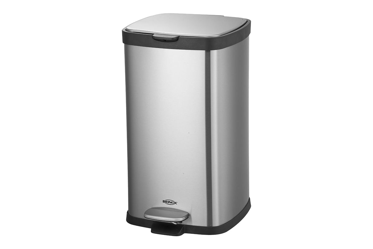 Encontraproduto.com.br - Lixeira Aço Inox Pedal Balde Frame 20L Brinox 35,5x27x47,7cm