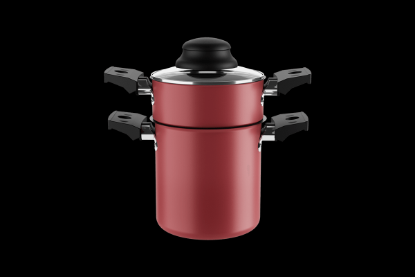 Cuscuzeira Com Tampa 10 cm Diâmetro 800 ml Revestimento Interno Antiaderente Pro-flon Cor Vermelho Linha Especiarias Brinox