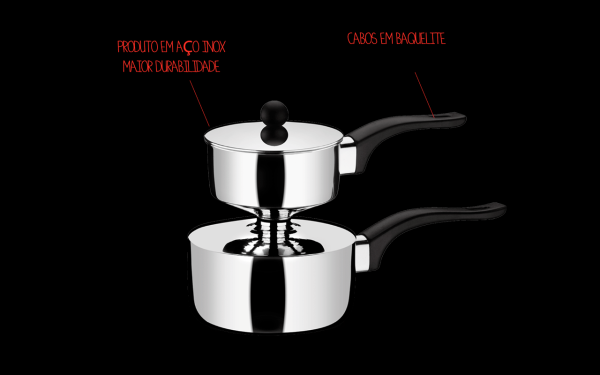 Encontraproduto.com.br - Cuscuzeira de 500ml 16 cm em aço inoxidável - Linha Utilidades Suprema Brinox