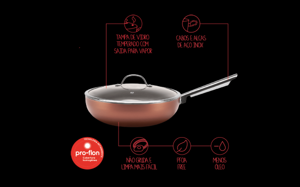 Encontraproduto.com.br - Wok com Tampa - Curry 28 x 8 cm