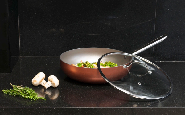 Encontraproduto.com.br - Wok com Tampa - Curry 28 x 8 cm