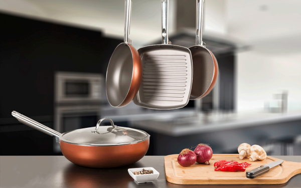 Encontraproduto.com.br - Wok com Tampa - Curry 28 x 8 cm