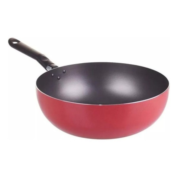 Wok Brinox vermelha antiaderente pro-flon - 28 cm 4,1 L linha Garlic