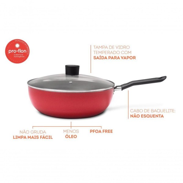 Encontraproduto.com.br - Wok Com Tampa Garlic - 4,1 L  - Brinox 28 x 9 cm