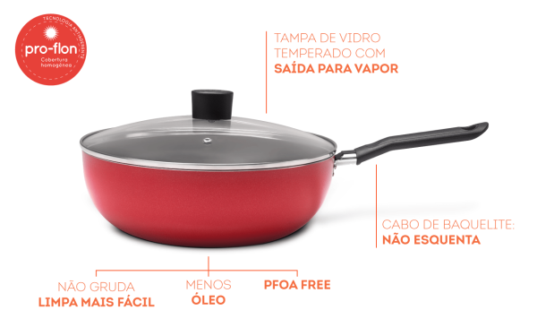 Encontraproduto.com.br - Wok Com Tampa Garlic - 4,1 L  - Brinox 28 x 9 cm