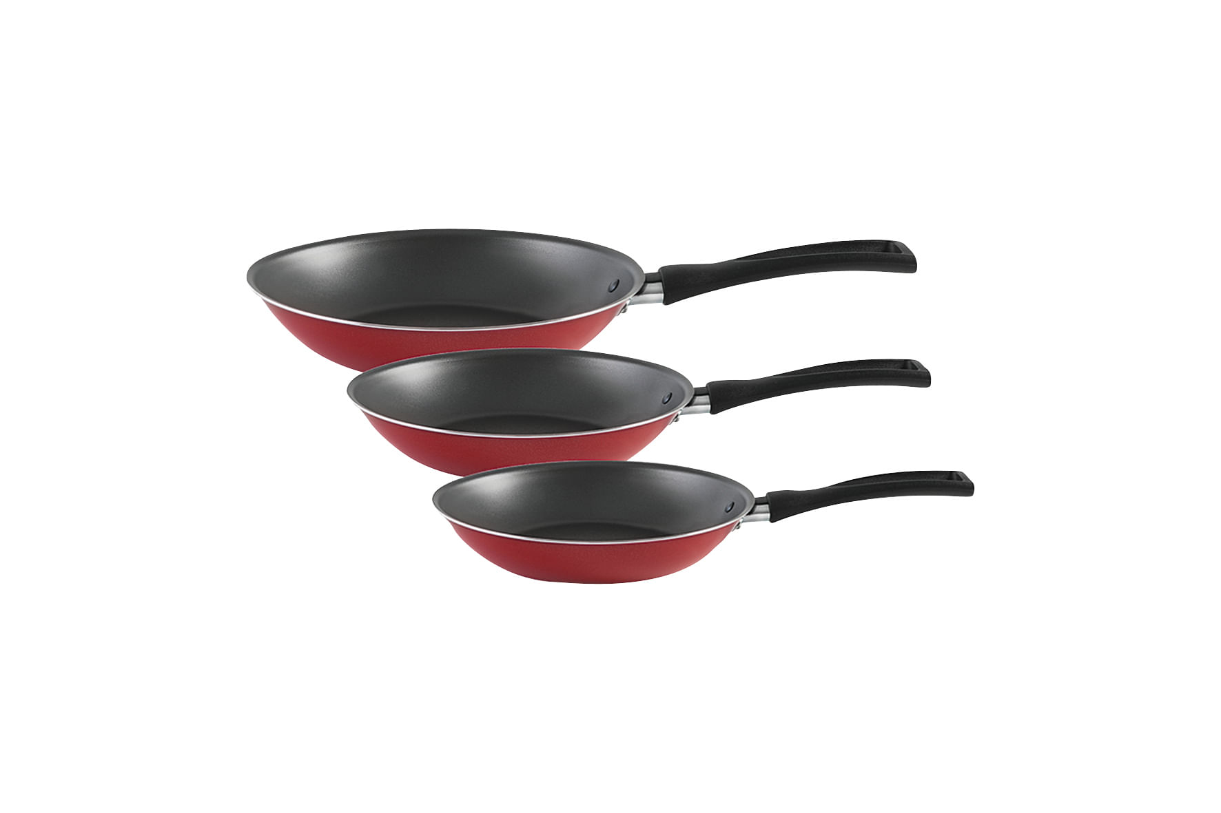 Conjunto de Frigideiras Francesa 16/20/24cm Antiaderente Brinox Garlic Vermelho