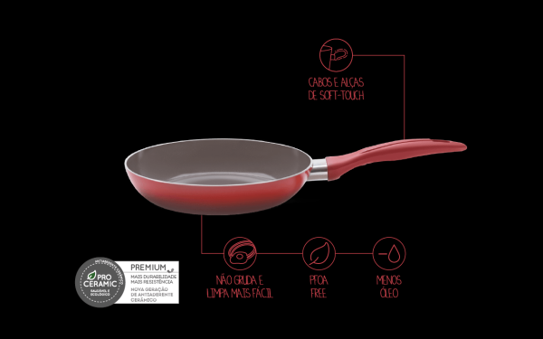 Encontraproduto.com.br - Frigideira -  Ceramic Life Smart Plus Ø20 0,6 L - Vermelho Ø20 x 3,5 cm 0,6L