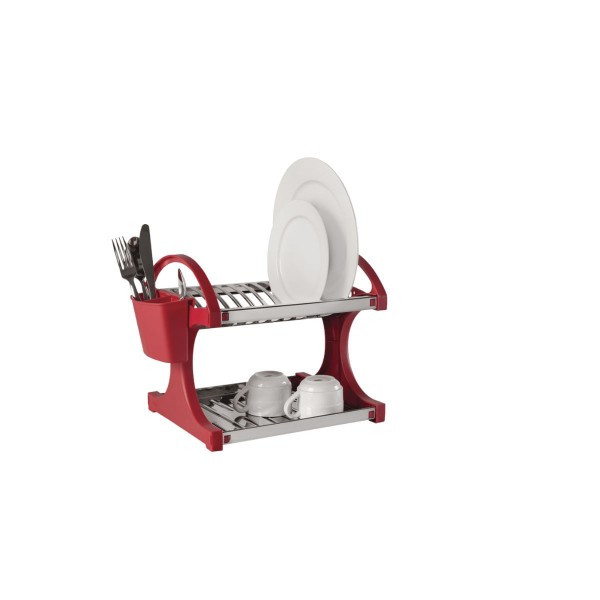 Encontraproduto.com.br - Escorredor 12 Prato Com Laterais Em Polipropileno Vermelho Brinox