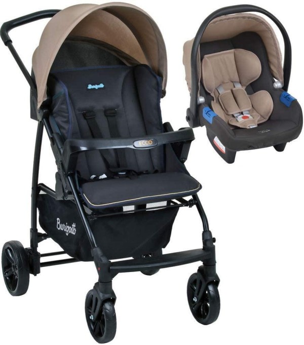 Encontraproduto.com.br - Carrinho De Bebe Travel System Ecco Com Bebê Conforto Touring X Burigotto Cinza Bege