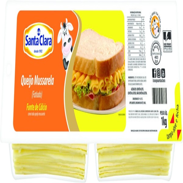 Encontraproduto.com.br - Queijo Mussarela Santa Clara Fatiado Pacote com 1kg