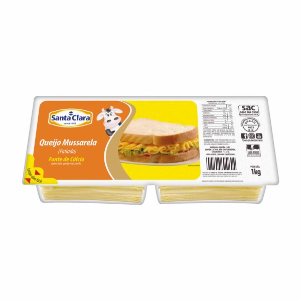 Encontraproduto.com.br - Queijo Mussarela Santa Clara Fatiado Pacote com 1kg