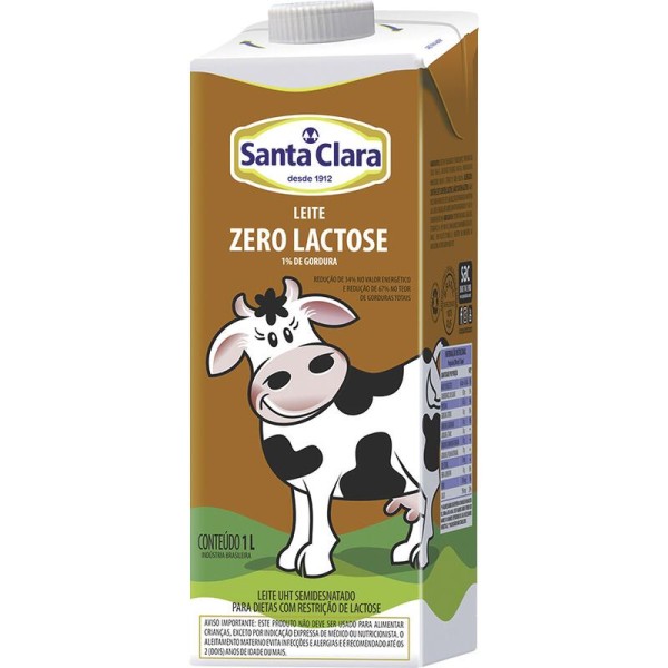 Encontraproduto.com.br - Leite UHT Zero Lactose Semi Desnatado Santa Clara 1L