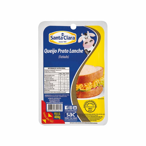 Encontraproduto.com.br - Queijo Prato Santa Clara Fatiado Pacote com 400g