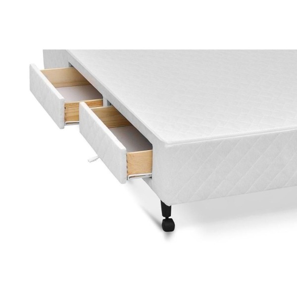 Encontraproduto.com.br - Cama Box Base C/gavetas Solteiro Poli Tecido White (78x27-c/2 Gavs) - Castor