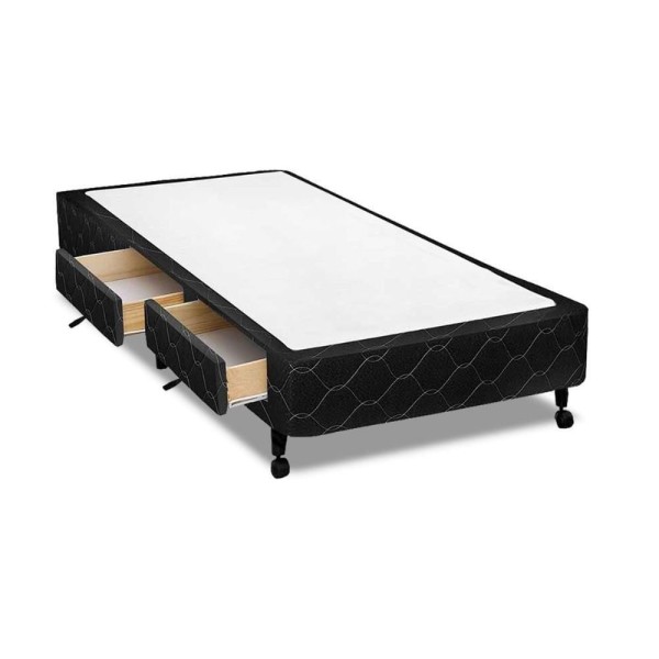 Encontraproduto.com.br - Cama Box Base c/Gavetas Solteiro Poli Tecido Black (88x23-c/2 Gavs) - Castor