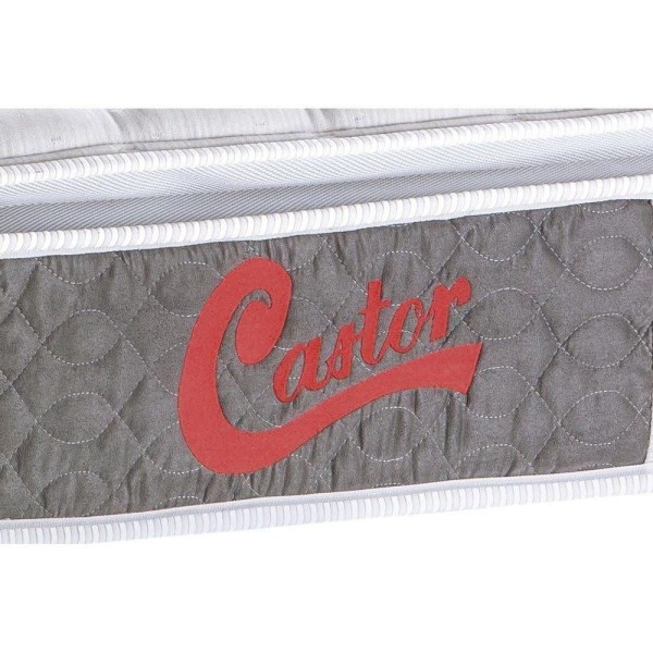Encontraproduto.com.br - Cama Box Queen: Colchão Molas Castor Pocket Light Stress Oxygen New One Face + Base Cinza(158X198)