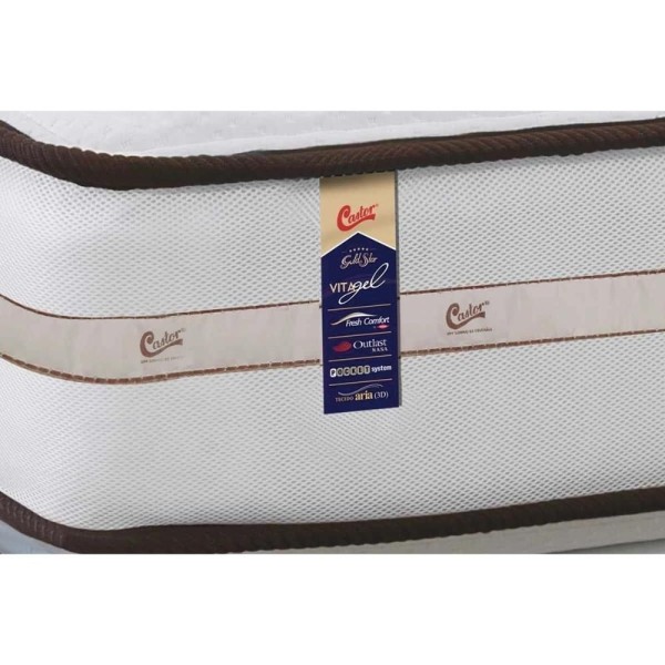Encontraproduto.com.br - Cama Box King: Colchão Molas Pocket Ensacadas Castor Gold Star Vitagel Class + Base White(193X203)