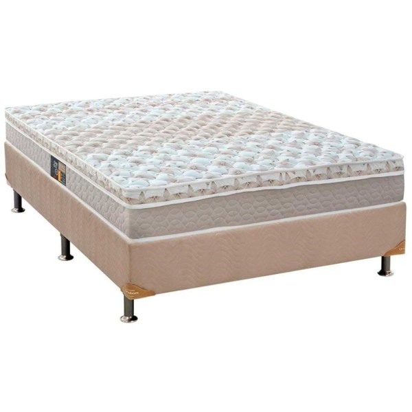 Encontraproduto.com.br - Cama Box Casal: Colchão Molas Ensacadas Castor Pocket Class + Base Crc Suede Clean(138X188)