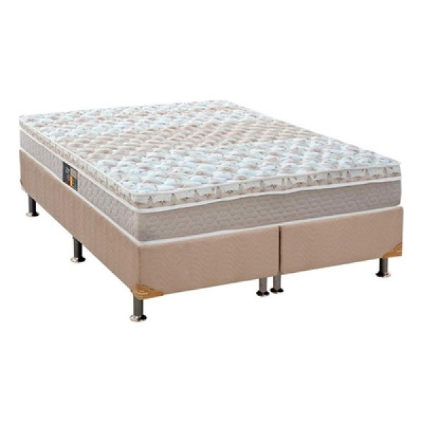 Encontraproduto.com.br - Cama Box Queen: Colchão Molas Ensacadas Castor Pocket Class + Base Crc Suede Clean(158X198)