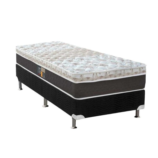 Encontraproduto.com.br - Cama Box Solteiro: Colchão Molas Ensacadas Castor Pocket Class Híbrido + Base Black(88X188)