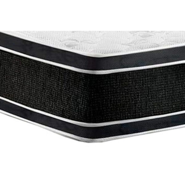 Encontraproduto.com.br - Cama Box Baú Queen: Colchão Castor D33 Black E White Air Double Face Euro Pillow+Base Gray(158X198)