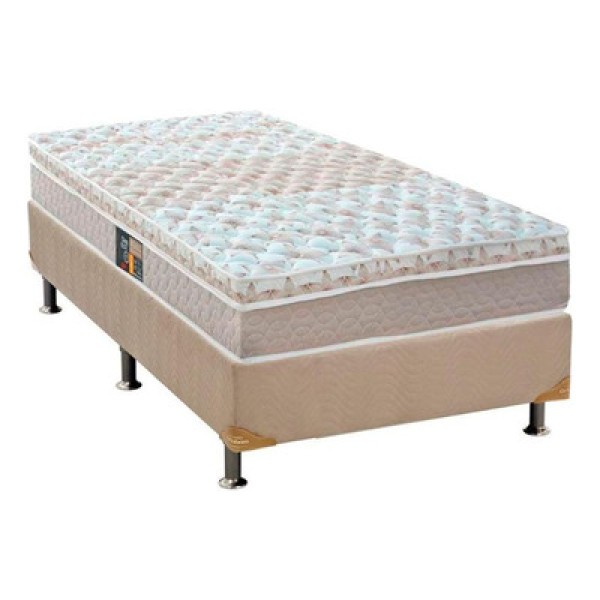 Encontraproduto.com.br - Cama Box Solteiro: Colchão Molas Ensacadas Castor Pocket Class + Base CRC Suede Clean(88x188)