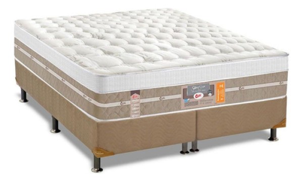 Encontraproduto.com.br - Conjunto Box Queen: Colchão Molas Pocket Castor Silver Star 