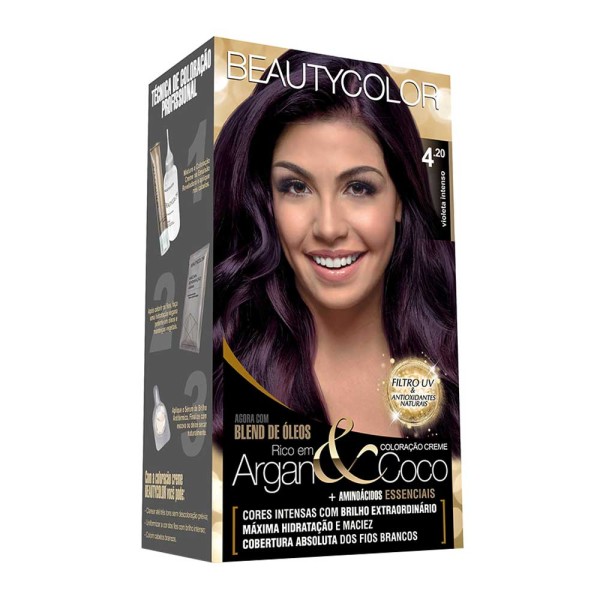 Encontraproduto.com.br - Kit Coloração Beautycolor Violeta Intenso 4.20