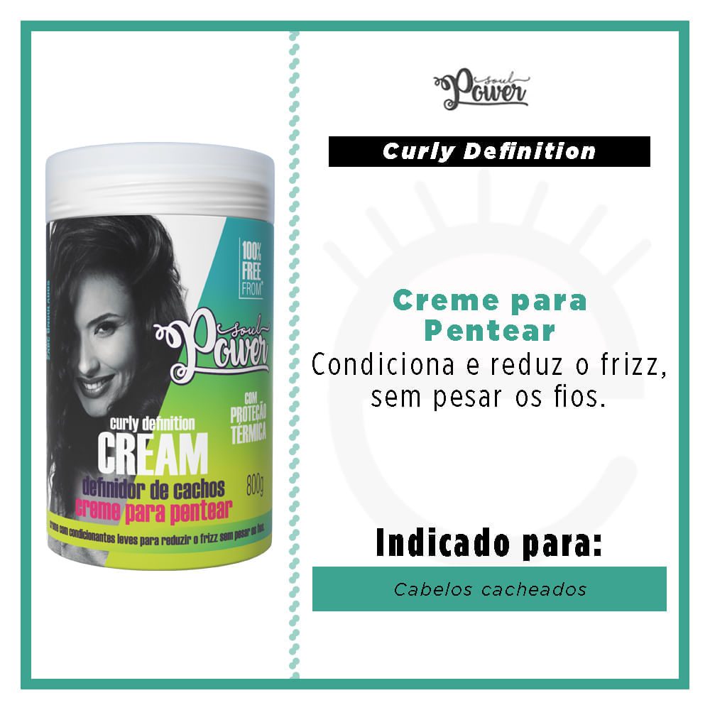 Encontraproduto.com.br - Creme Para Pentear 800g Curly Definition Definidor De Cachos - Soul Power