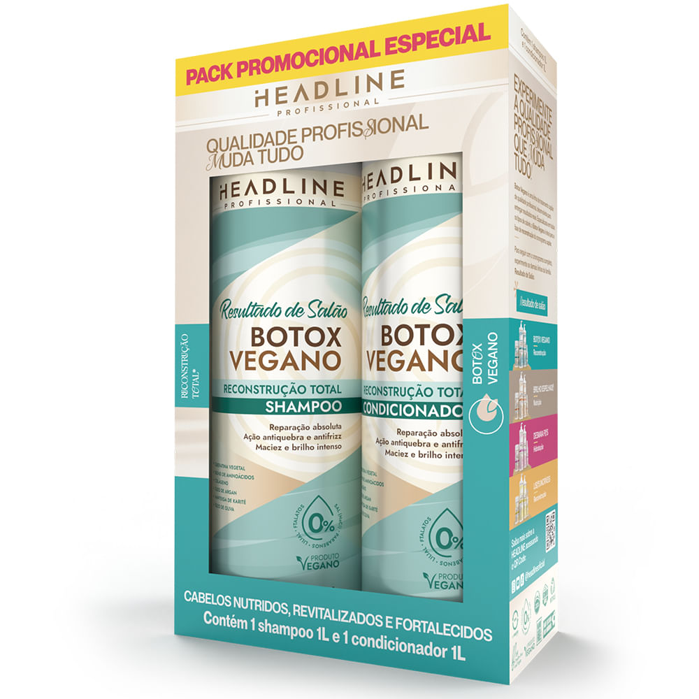 Encontraproduto.com.br - Kit Shampoo + Condicionador Headline Botox Vegano 1000ml
