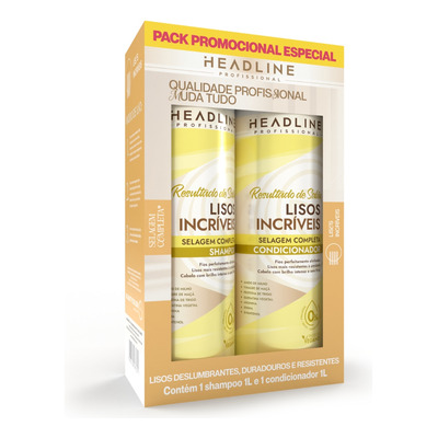 Encontraproduto.com.br - Kit Shampoo + Condicionador Headline Lisos Incríveis 1000ml