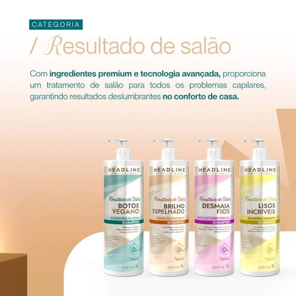 Encontraproduto.com.br - Kit Shampoo + Condicionador Headline Lisos Incríveis 1000ml