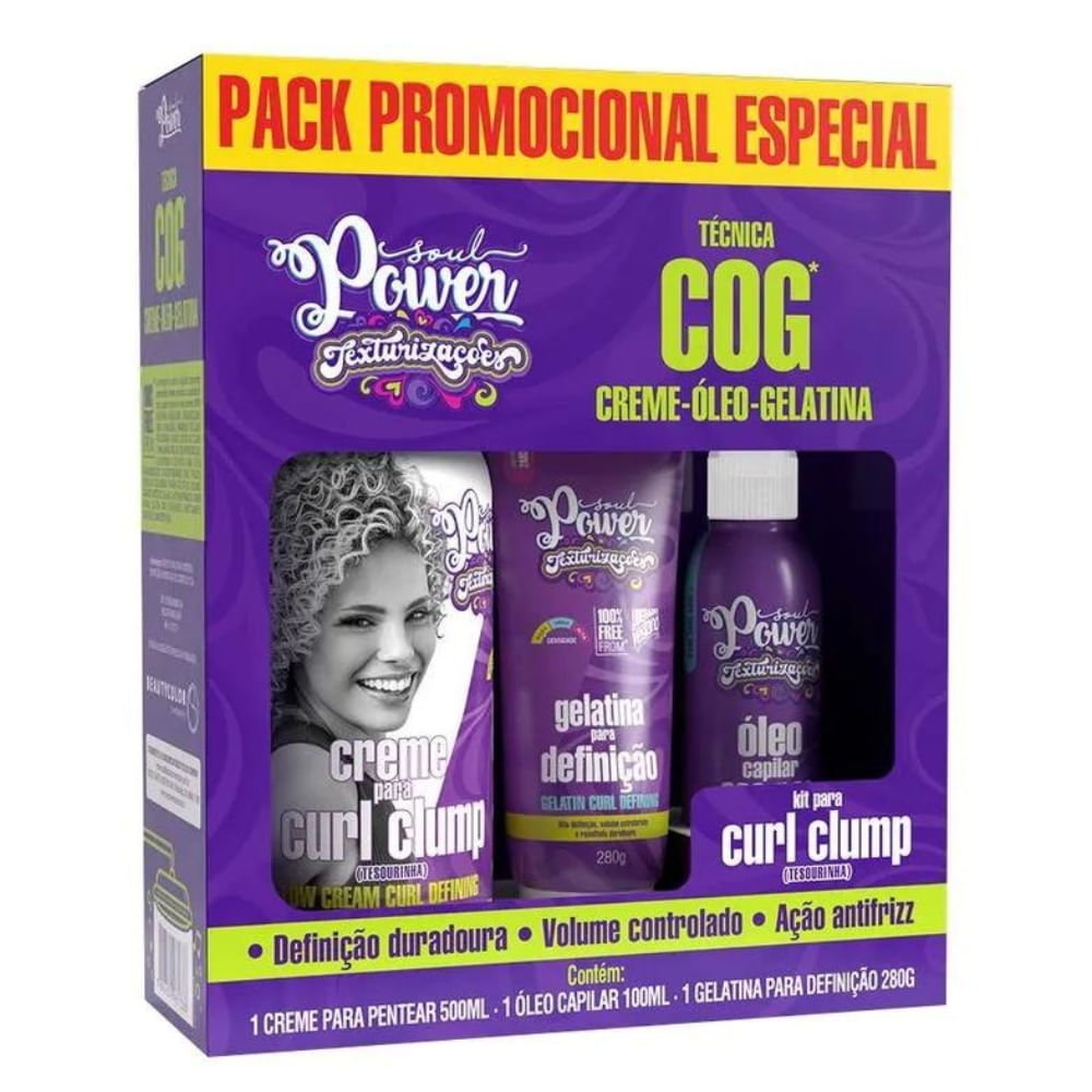 Encontraproduto.com.br - Soul Power Técnica Cog Kit - Creme Para Pentear + Gelatina + Óleo Capilar