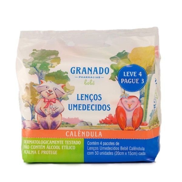 Encontraproduto.com.br - Lenco Umedecido Granado Bebe Leve 4 Pague 3 Com C/4x50 Calendula  Especial