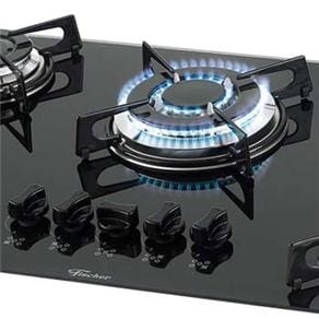 Encontraproduto.com.br - Cooktop Fischer 5 Bocas Tripla Chama Mesa de Vidro Bivolt Preto 1743