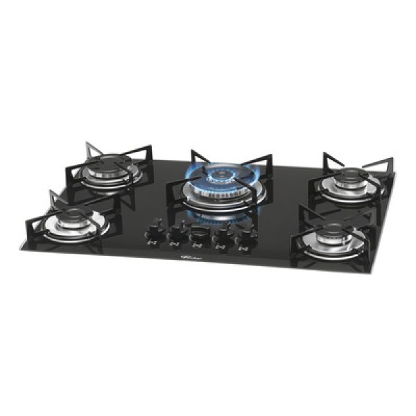Cooktop Fischer 5 Bocas Tripla Chama Mesa de Vidro Bivolt Preto 1743