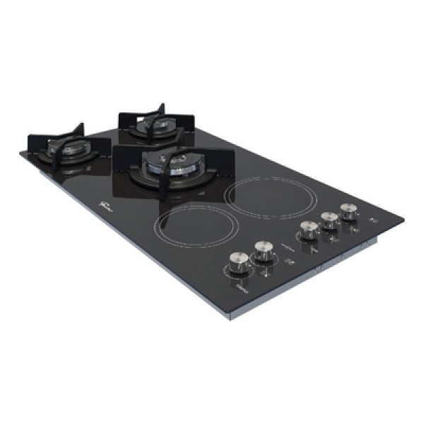 Encontraproduto.com.br - Cooktop Gás/Elétrico 5 Bocas Tripla Chama TOP com Trempe de ferro fundido Vitrocerâmica - 220V 7730-11479