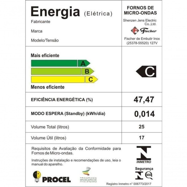 Encontraproduto.com.br - Forno Micro-ondas de Embutir Fischer Infinity Inox 25L