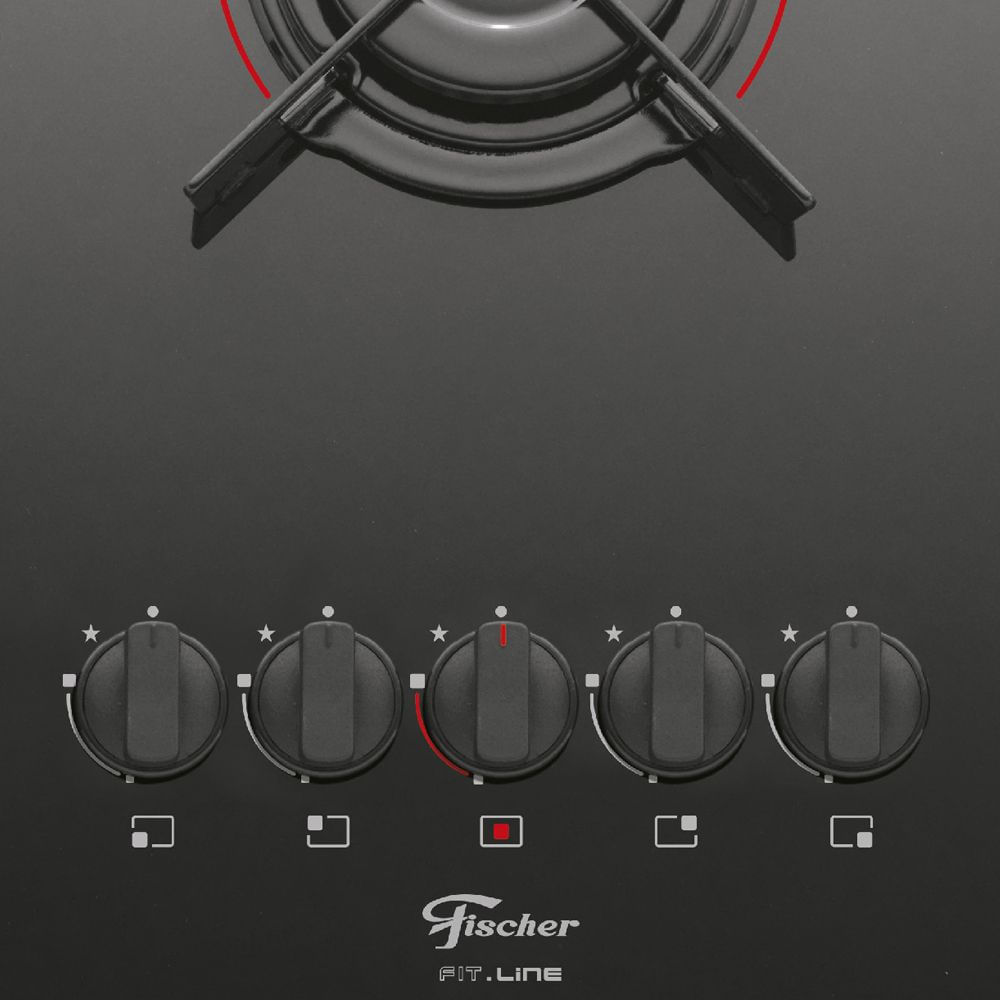 Encontraproduto.com.br - Cooktop Fischer Fit Line Mesa de Vidro 5 Bocas – Bivolt