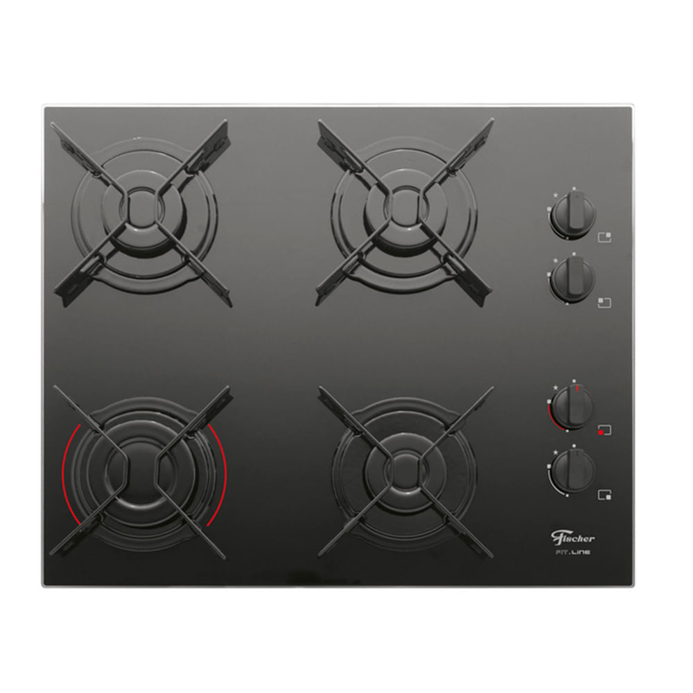 Encontraproduto.com.br - Cooktop a Gás 4Q TC Infinity Mesa de Vidro Preto Fischer