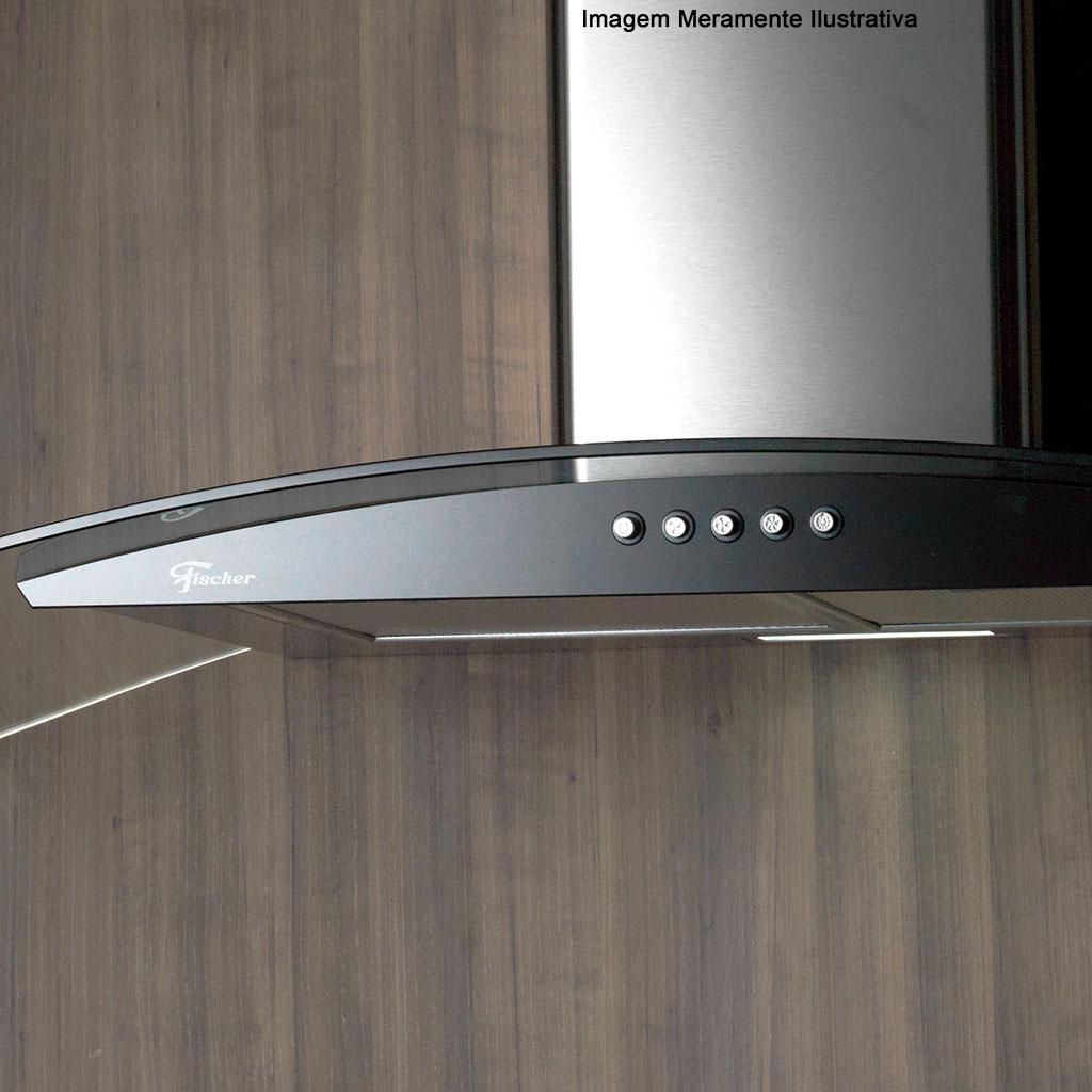 Encontraproduto.com.br - Coifa de Parede Fischer Fit 90cm com Vidro Curvo Inox