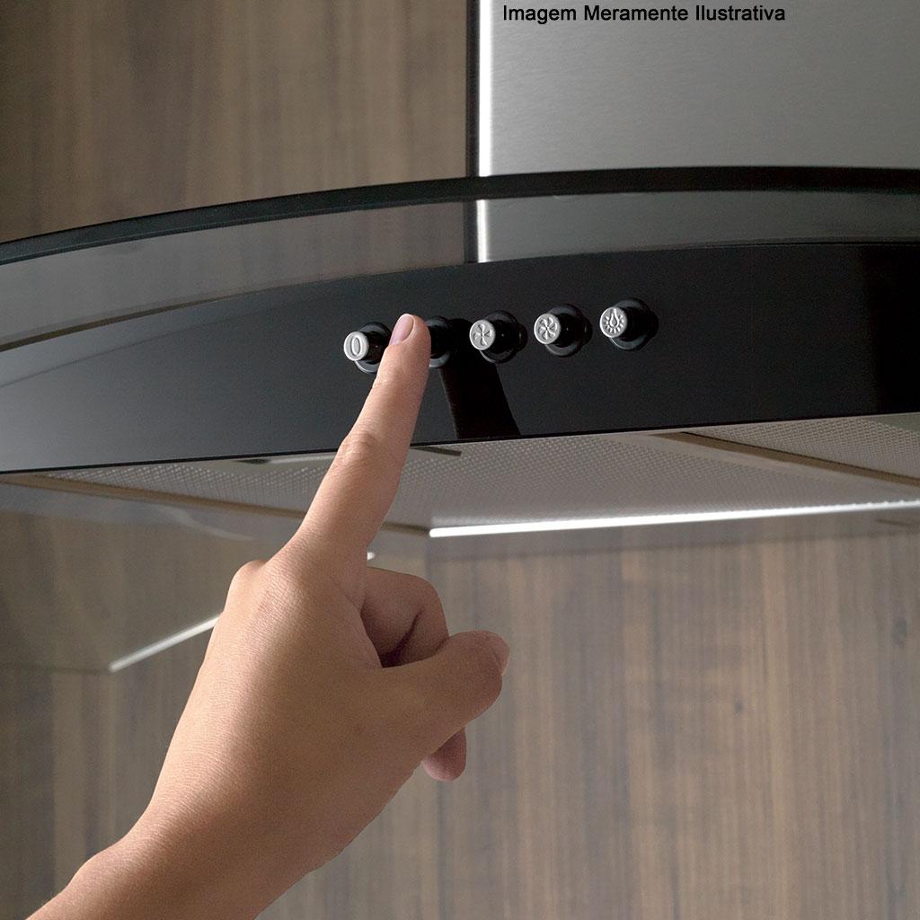 Encontraproduto.com.br - Coifa de Parede Fischer Fit 90cm com Vidro Curvo Inox