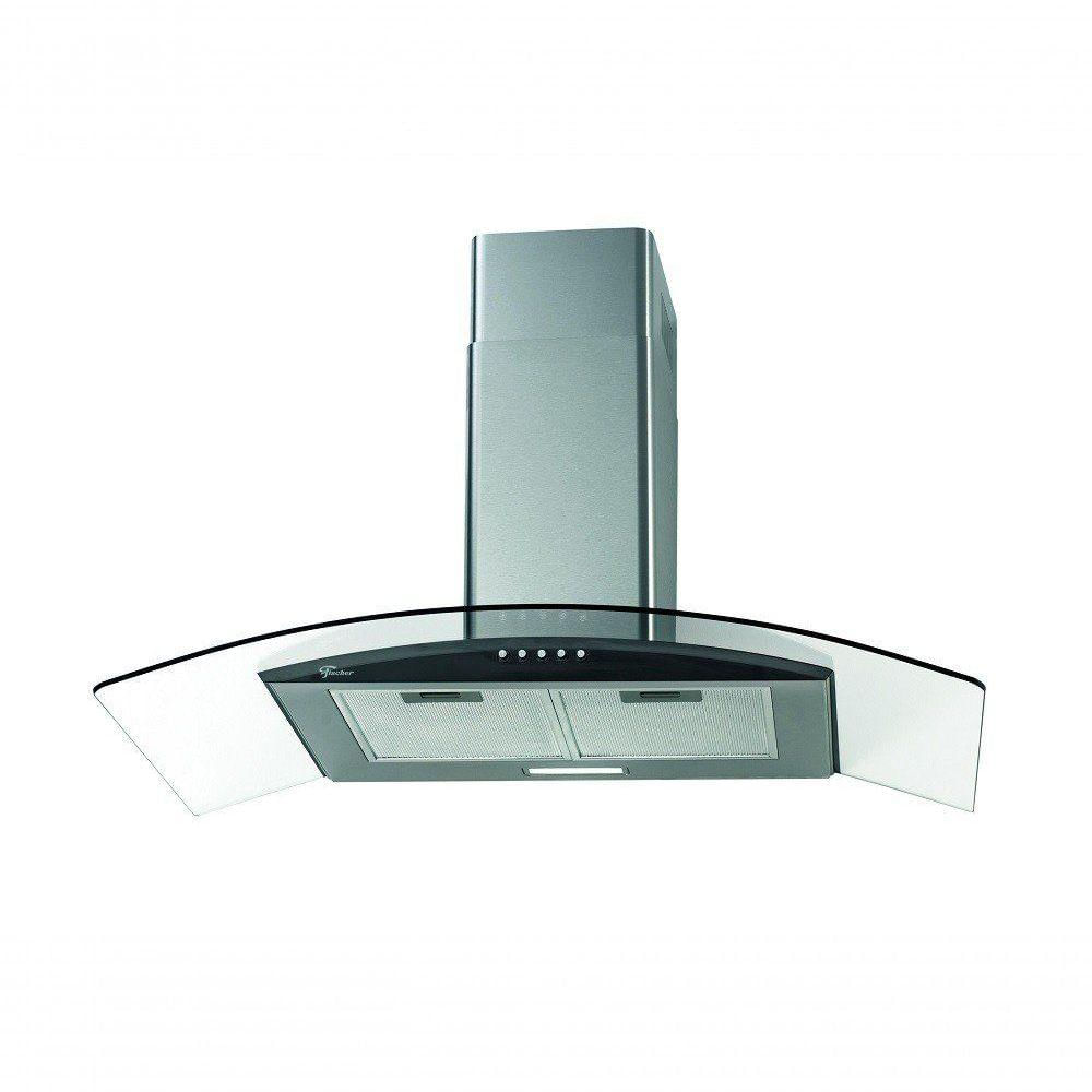Encontraproduto.com.br - Coifa de Parede Fischer Fit 90cm com Vidro Curvo Inox