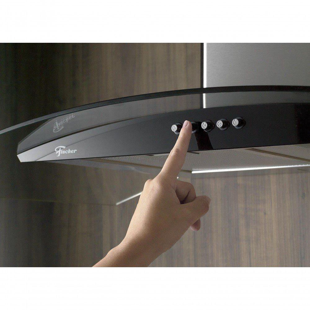 Encontraproduto.com.br - Coifa de Parede Fischer Fit 90cm com Vidro Curvo Inox