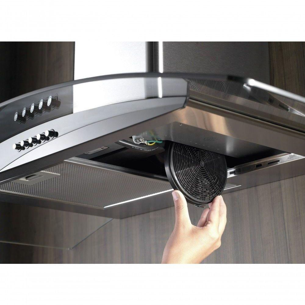 Encontraproduto.com.br - Coifa de Parede Fischer Fit 90cm com Vidro Curvo Inox