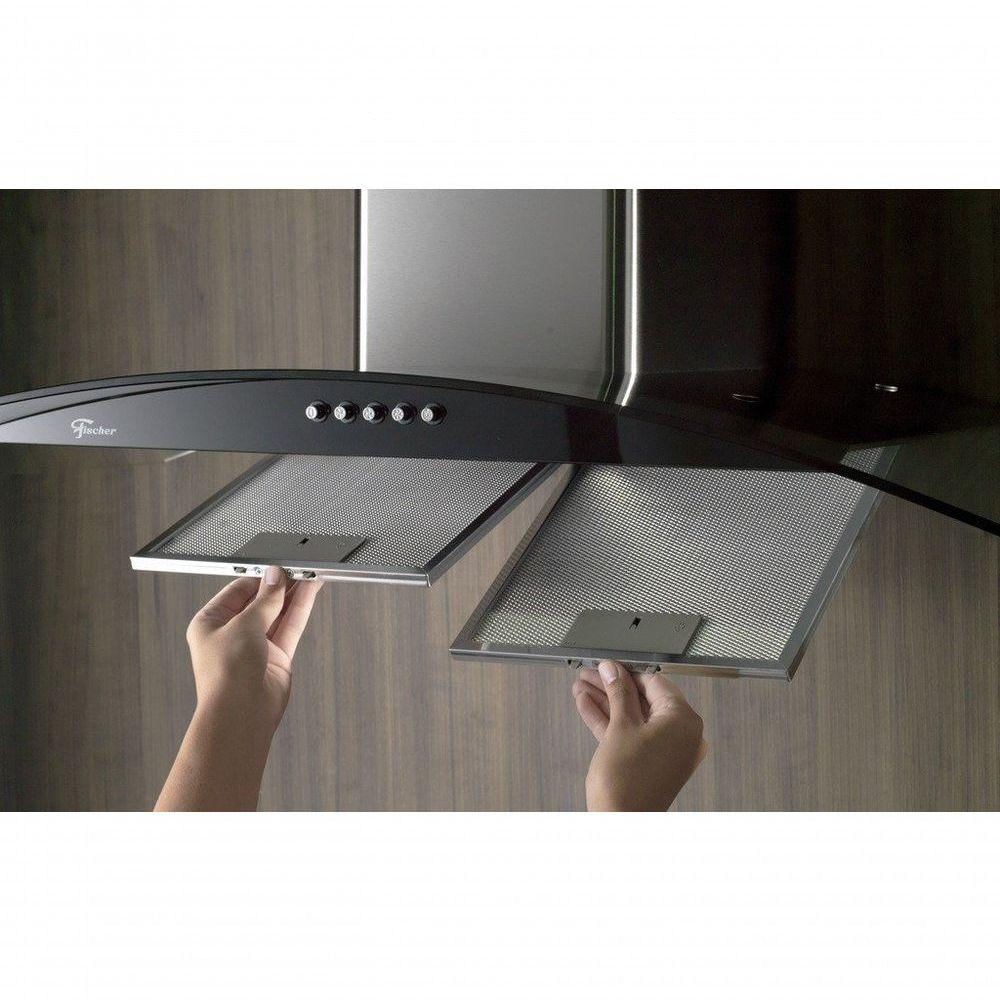 Encontraproduto.com.br - Coifa de Parede Fischer Fit 90cm com Vidro Curvo Inox
