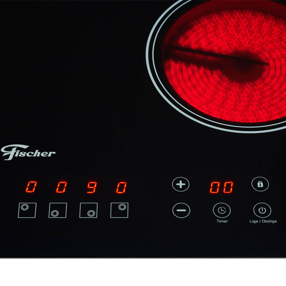 Encontraproduto.com.br - Cooktop Elétrico Fischer 4 Bocas com Touch Screen Vitrocerâmica 220V - 30006-73476