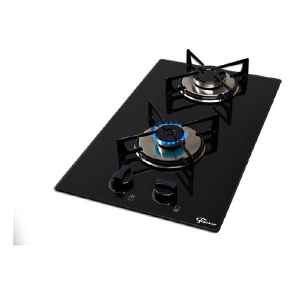Cooktop Fischer 2 Bocas a Gás Mesa Vidro com Super Chama Preto