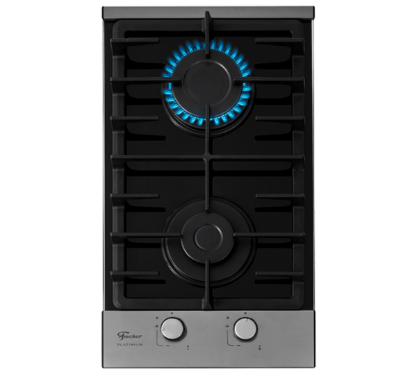Encontraproduto.com.br - Cooktop a Gás Fischer 2 Bocas Platinium com Trempe de ferro fundido Mesa Vidro